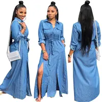 2019 Women Fashion Striped Denim Dress Long Sleeve Maxi Dress Ladies Autumn Casual Dress
2019 Women Fashion Striped Denim Dress Long Sleeve Maxi Dress Ladies Autumn Casual Dress
