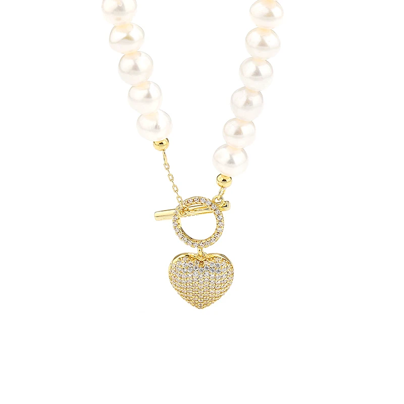 Party Wedding Jewelry for Women Baroque Pearl Chain 18k Gold Plated Micro Zircon Heart Shape Pendant Necklace Gift, Gold color
Party Wedding Jewelry for Women Baroque Pearl Chain 18k Gold Plated Micro Zircon Heart Shape Pendant Necklace Gift, Gold color