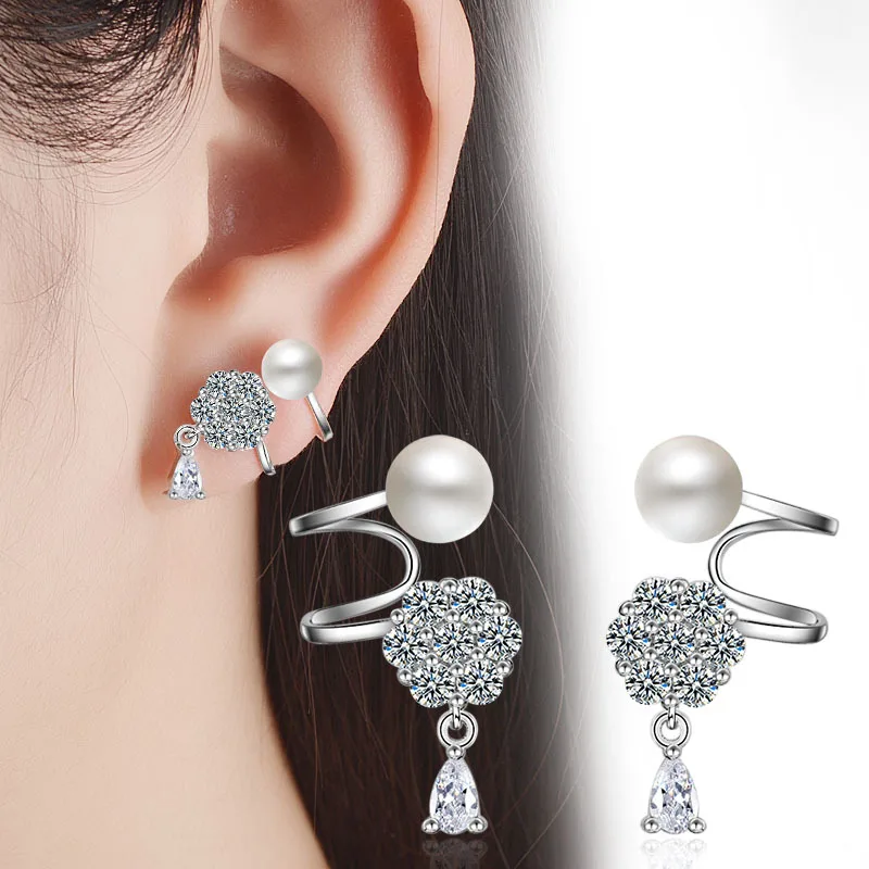 Novelty Multilayer Crystal Snowflake Pearl Cuff Earrings Chic Bling Zircon Rhinestone Cilp On Earrings, As picture show
Novelty Multilayer Crystal Snowflake Pearl Cuff Earrings Chic Bling Zircon Rhinestone Cilp On Earrings, As picture show