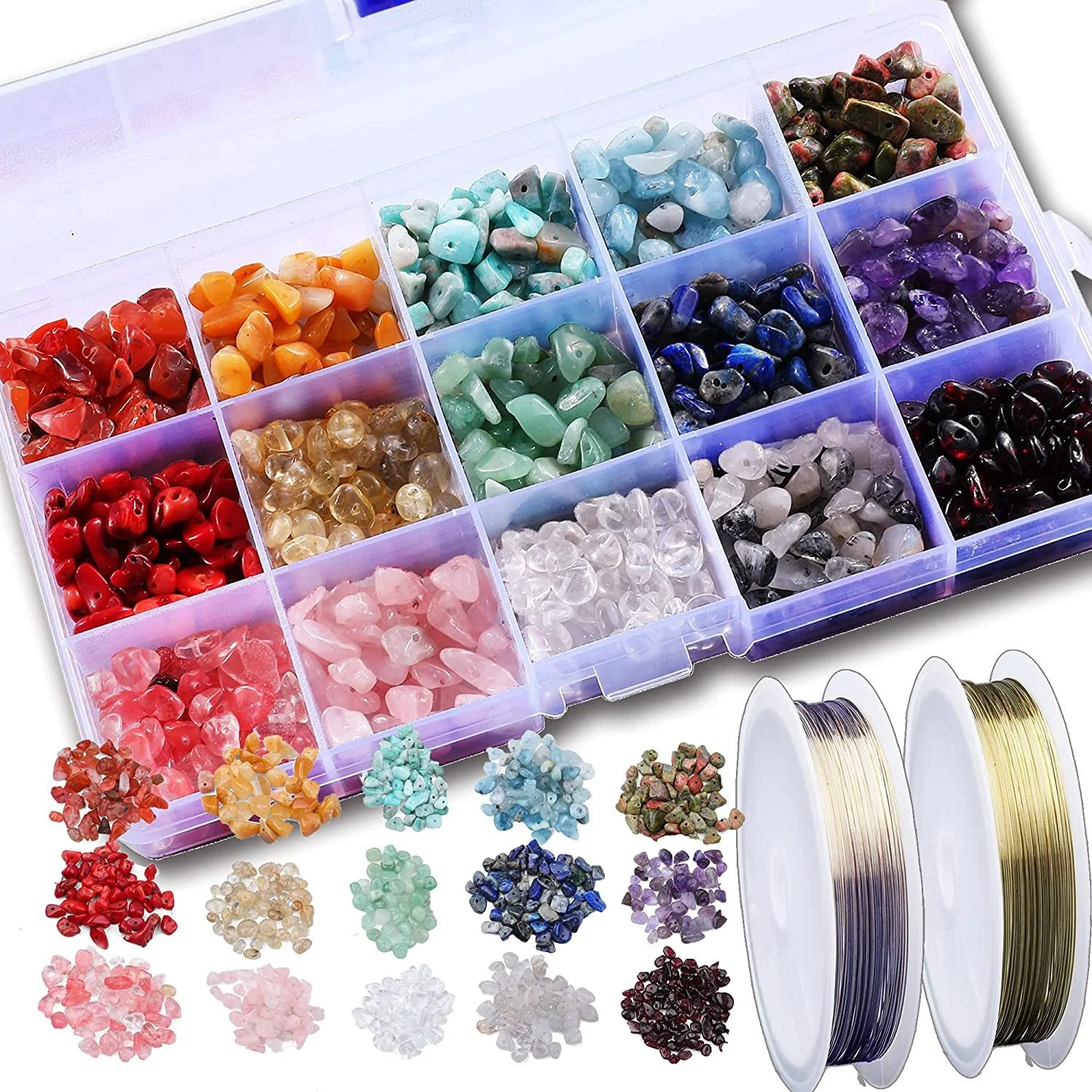 Amazon Hot Selling 15 Colors Natural Loose Gemstone Beads Kit for Necklace and Bracelet Jewelry Making 
Amazon Hot Selling 15 Colors Natural Loose Gemstone Beads Kit for Necklace and Bracelet Jewelry Making