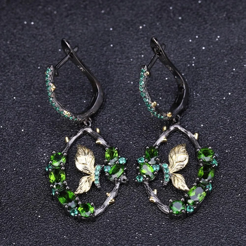 Abiding High-grade Female Butterfly Clasp Earrings Handmade 925 Sterling Silver Chrome Diopside Drop Earrings
Abiding High-grade Female Butterfly Clasp Earrings Handmade 925 Sterling Silver Chrome Diopside Drop Earrings