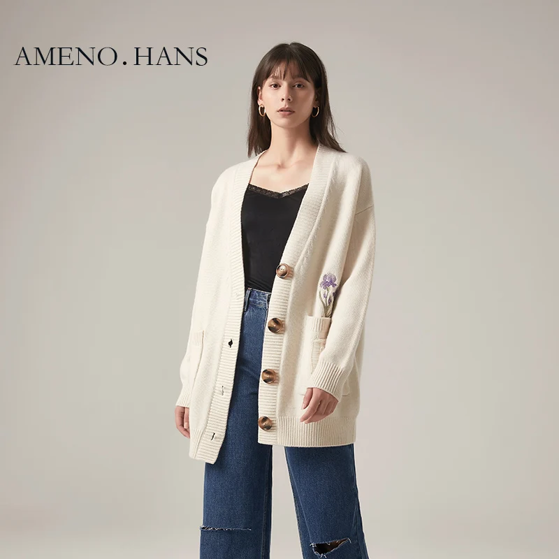 2021 autumn popular embroidery sweater cardigan 100% wool women knit custom sweater, Beige
2021 autumn popular embroidery sweater cardigan 100% wool women knit custom sweater, Beige
