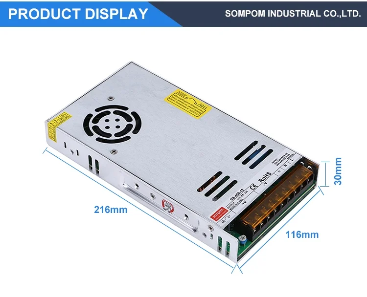 sompom Thin Type 12v 30a 360w led switching power supply for Street Lighting