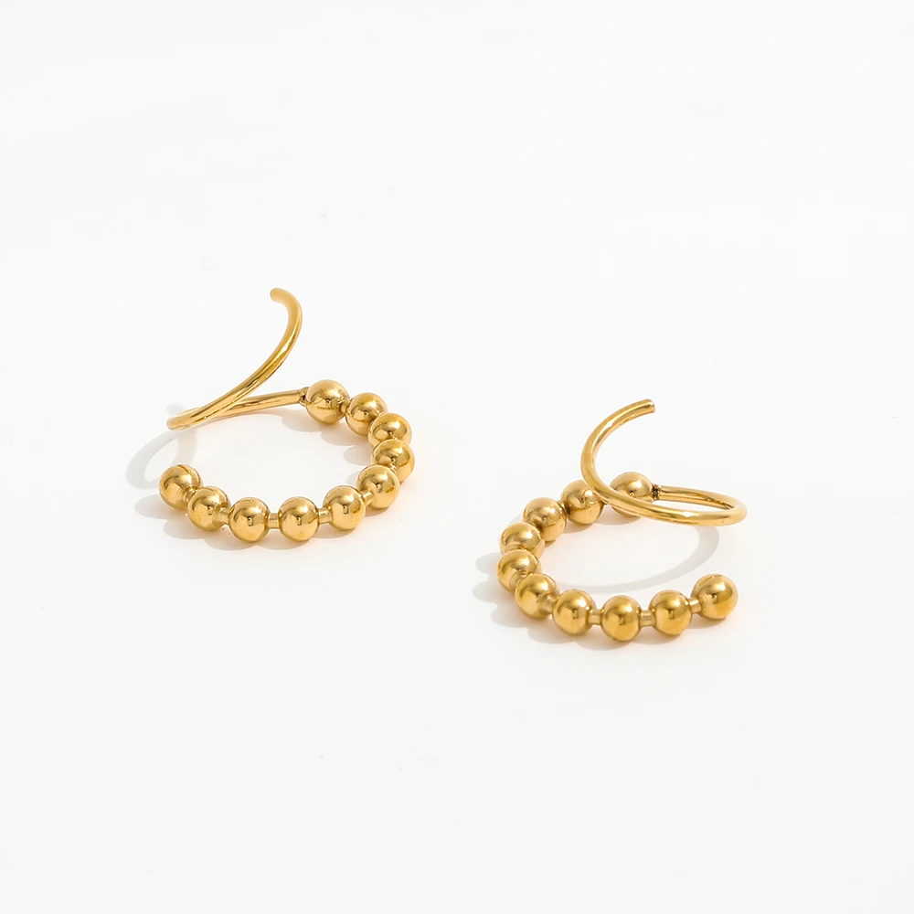 JOOLIM High End 18K Gold Plated Dainty Beads Spiral Hoop Earrings Jewelry Stainless Steel Earrings for Women
JOOLIM High End 18K Gold Plated Dainty Beads Spiral Hoop Earrings Jewelry Stainless Steel Earrings for Women