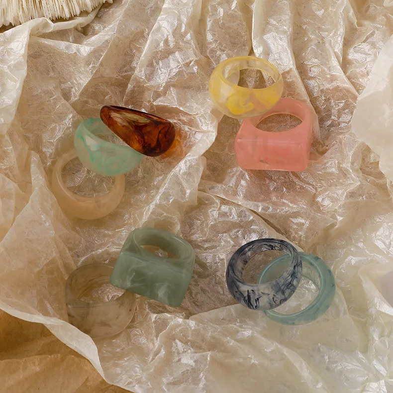 OUYE Acrylic resin square water drop ring multi-color blooming good Mike ring finger ring female jewelry wholesale, Colorful
OUYE Acrylic resin square water drop ring multi-color blooming good Mike ring finger ring female jewelry wholesale, Colorful