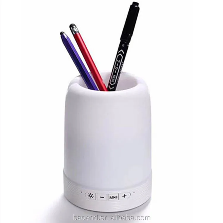 HF-Q6 portable wireless speaker with led Night light and mobile stand/Pen container quran lamp Colorful discoloration - ANKUX.COM