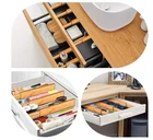 4 Pack Bamboo Drawer Dividers Kitchen Drawer Organizers Adjustable Expandable Wooden Drawer Organization Separators For Kitchen