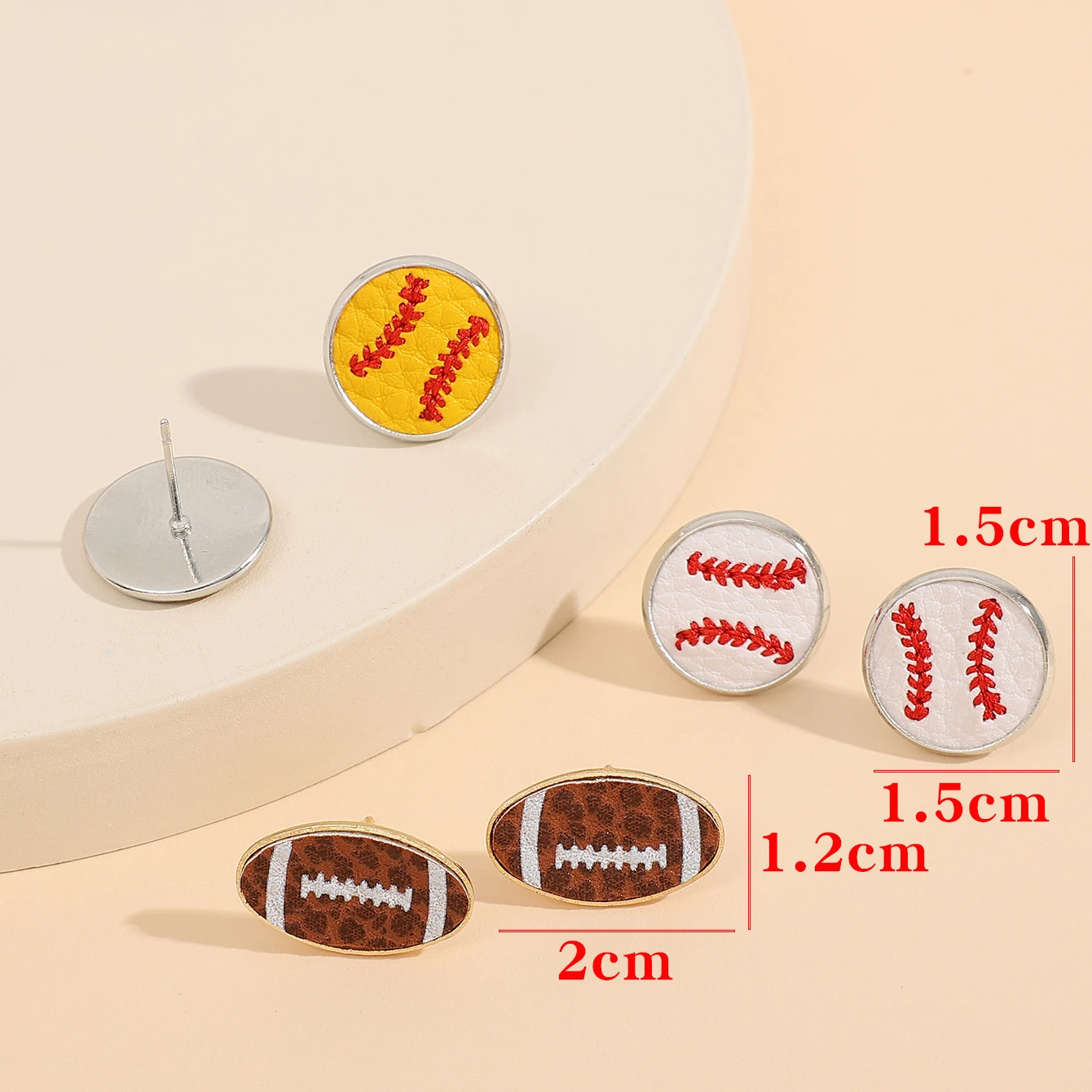 Western Style Cute 3 Sets Creative Baseball Leather Earrings Baseball Rugby Stud Earrings Set For Women
Western Style Cute 3 Sets Creative Baseball Leather Earrings Baseball Rugby Stud Earrings Set For Women