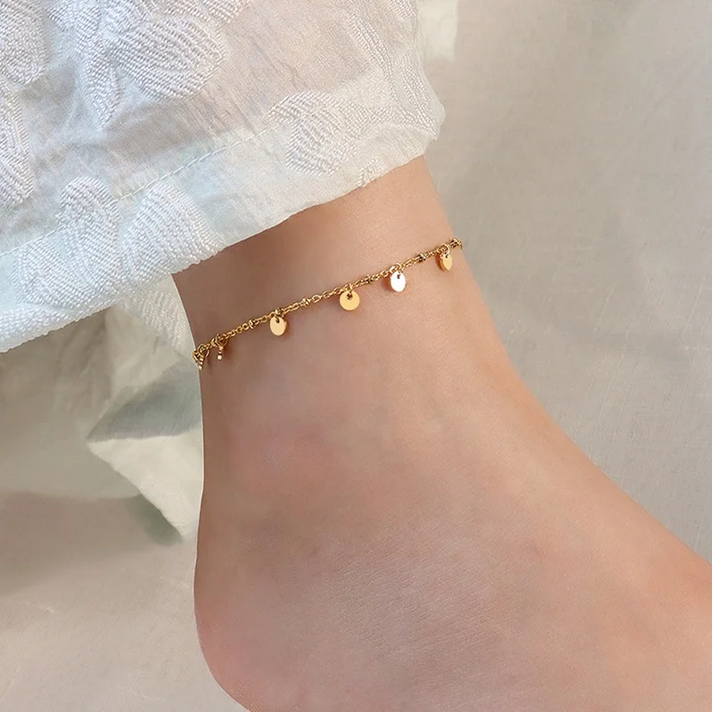Wholesale Custom Waterproof Foot Jewelry 18k Gold Plated Stainless Steel Small Coin Disc Charm Anklet
Wholesale Custom Waterproof Foot Jewelry 18k Gold Plated Stainless Steel Small Coin Disc Charm Anklet