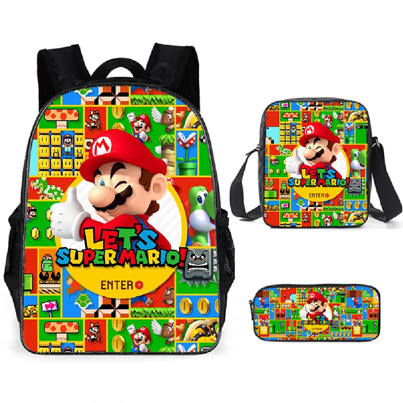MOQ 1pc Custom School Bag 3pcs Set for Kids Children Fashion Super Mario Book Bags Boys Girls 3D Print Cartoon Backpack
MOQ 1pc Custom School Bag 3pcs Set for Kids Children Fashion Super Mario Book Bags Boys Girls 3D Print Cartoon Backpack