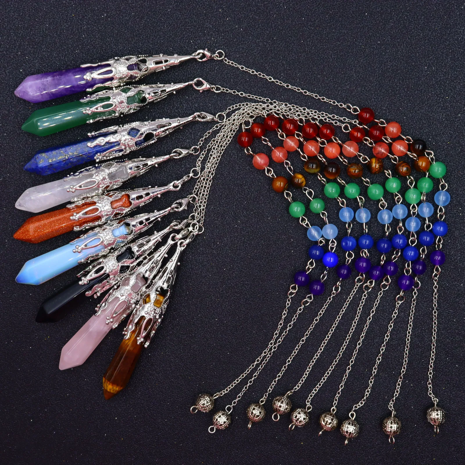 Artilady Creative 7 Chakra Quartz Yoga Crystal Natural Stone Healing Pendant Necklace Chain Jewelry Gift For Women 
Artilady Creative 7 Chakra Quartz Yoga Crystal Natural Stone Healing Pendant Necklace Chain Jewelry Gift For Women