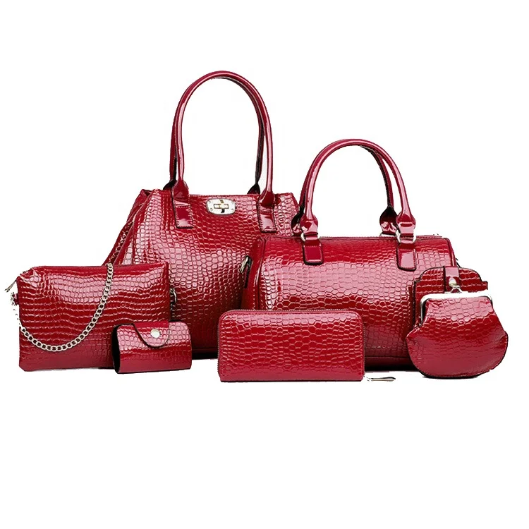 Pu leather 6pcs 1 set handbags for women China manufactures wholesale 
Pu leather 6pcs 1 set handbags for women China manufactures wholesale