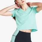 Custom Blank Soft Elastic Fabric Short Sleeve V Neck Women T Shirt