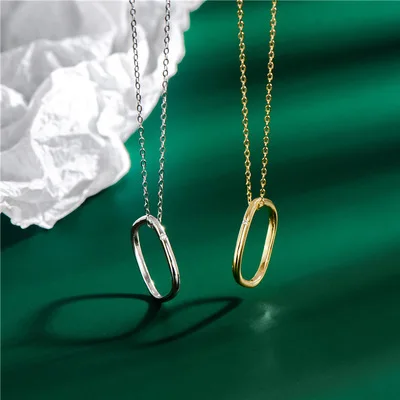 S925 Sterling Silver Square Ring Pendant Necklace Geometric Circle Ring Choker Necklace For Women
S925 Sterling Silver Square Ring Pendant Necklace Geometric Circle Ring Choker Necklace For Women
