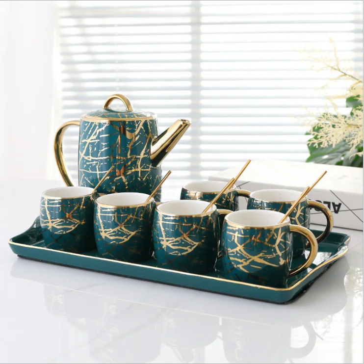 Household Nordic Creative Coffee Cup and Saucer set Ceramic Tray Nordic Style Luxury Green Marble Afternoon Coffee Cup set
Household Nordic Creative Coffee Cup and Saucer set Ceramic Tray Nordic Style Luxury Green Marble Afternoon Coffee Cup set