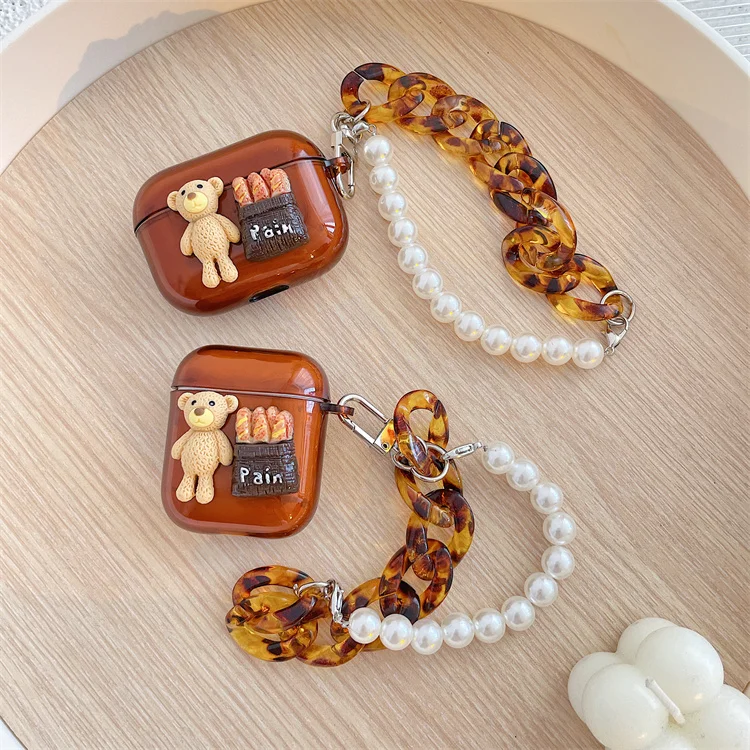 2021 Luxury Wireless Earphone Box Caramel Colour Bear Design With Pearl Bracelet Soft Case de for Airpods 1 2 and Pro 3, Candy color style earphone cases for apple airpods
2021 Luxury Wireless Earphone Box Caramel Colour Bear Design With Pearl Bracelet Soft Case de for Airpods 1 2 and Pro 3, Candy color style earphone cases for apple airpods
