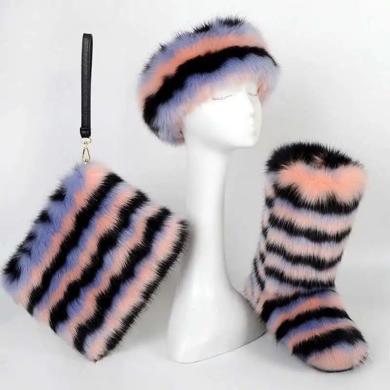 wholesale colorful faux and real fluffy big long tall fox fur snow boots sets matching with purse bags headband for ladies women, Customized color
wholesale colorful faux and real fluffy big long tall fox fur snow boots sets matching with purse bags headband for ladies women, Customized color