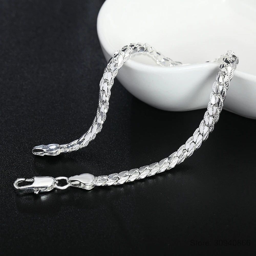 Silver Bracelet Fine Jewelry 5MM 20cm Snake Flat Male Chain Bracelet Armband for Men
Silver Bracelet Fine Jewelry 5MM 20cm Snake Flat Male Chain Bracelet Armband for Men