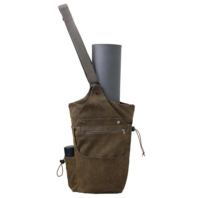 Large Pocket Drawstring Canvas Yoga Mat Carry Bag with Multi Pockets and Elastic Rope, Brown
Large Pocket Drawstring Canvas Yoga Mat Carry Bag with Multi Pockets and Elastic Rope, Brown