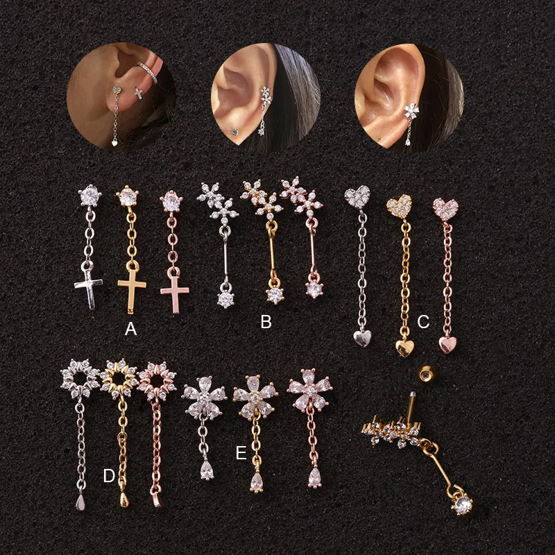 New Design Bling Zircon Flower Earrings Hanging Ear Drop Women Stainless Steel Jewelry Earrings For Cartilage
New Design Bling Zircon Flower Earrings Hanging Ear Drop Women Stainless Steel Jewelry Earrings For Cartilage