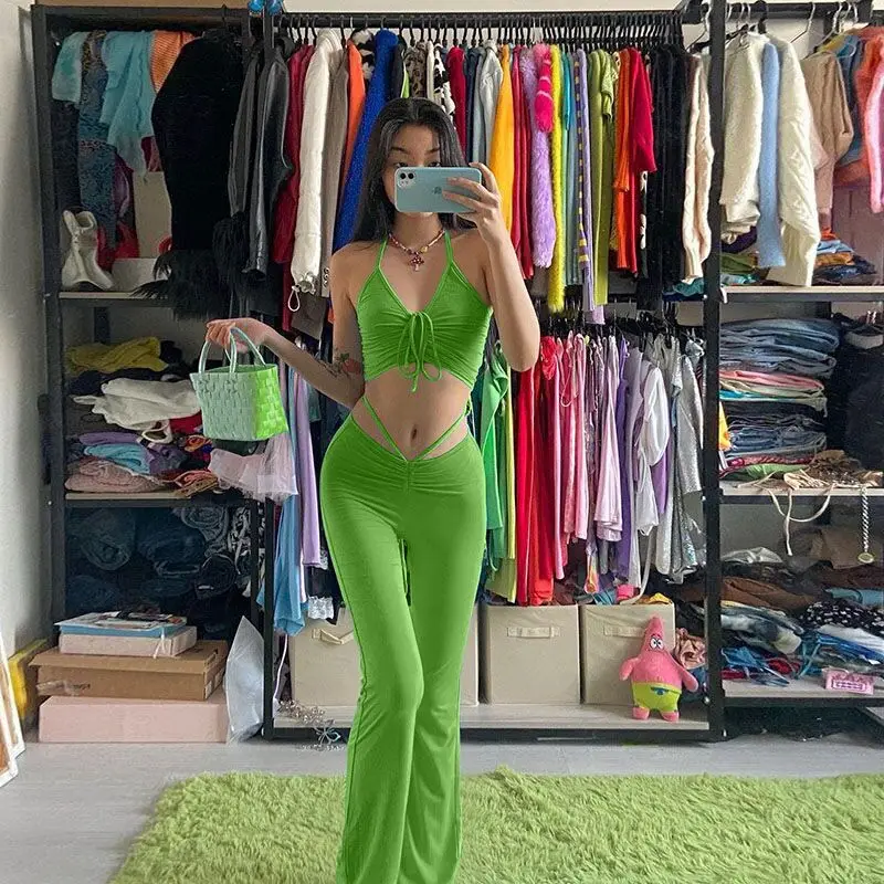 Blingirl 2021 Wholesale Sleeveless Halter Backless Sexy Crop Top Pleated Bandage Skirt 2 Pieces Set Summer Women Streetwear Y2K, White,black,coffee,green
Blingirl 2021 Wholesale Sleeveless Halter Backless Sexy Crop Top Pleated Bandage Skirt 2 Pieces Set Summer Women Streetwear Y2K, White,black,coffee,green