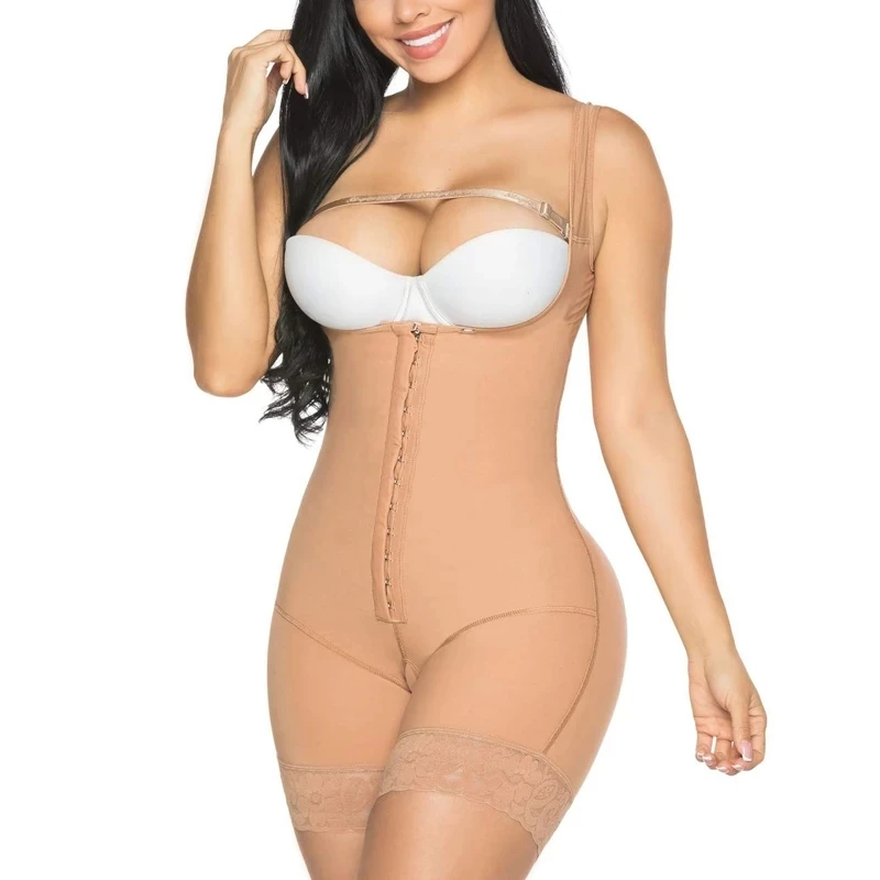 

Fajas Colombianas Women Underbust Compression Bodysuit Tummy Control Slimming Shapewear One-Piece Hook Eye Body Shaper Romper