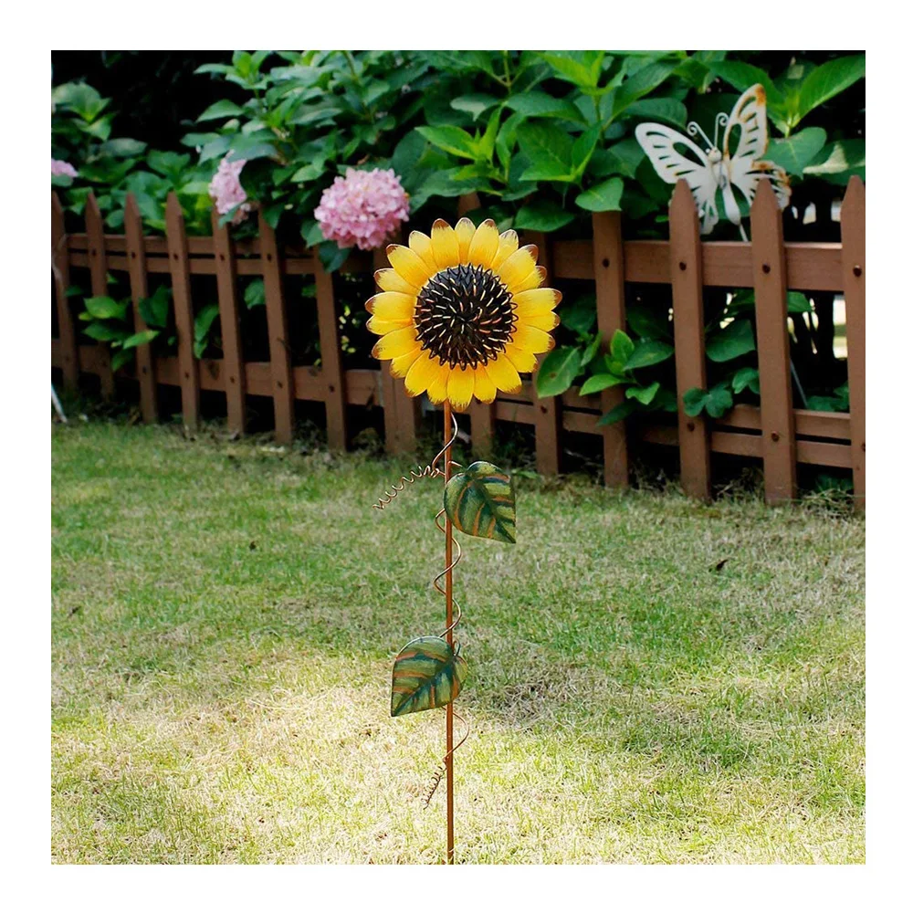 

JX-Vintage metal sunflower garden stake sunflower ornament for lawn yard decoration metal flower art decor for backyard