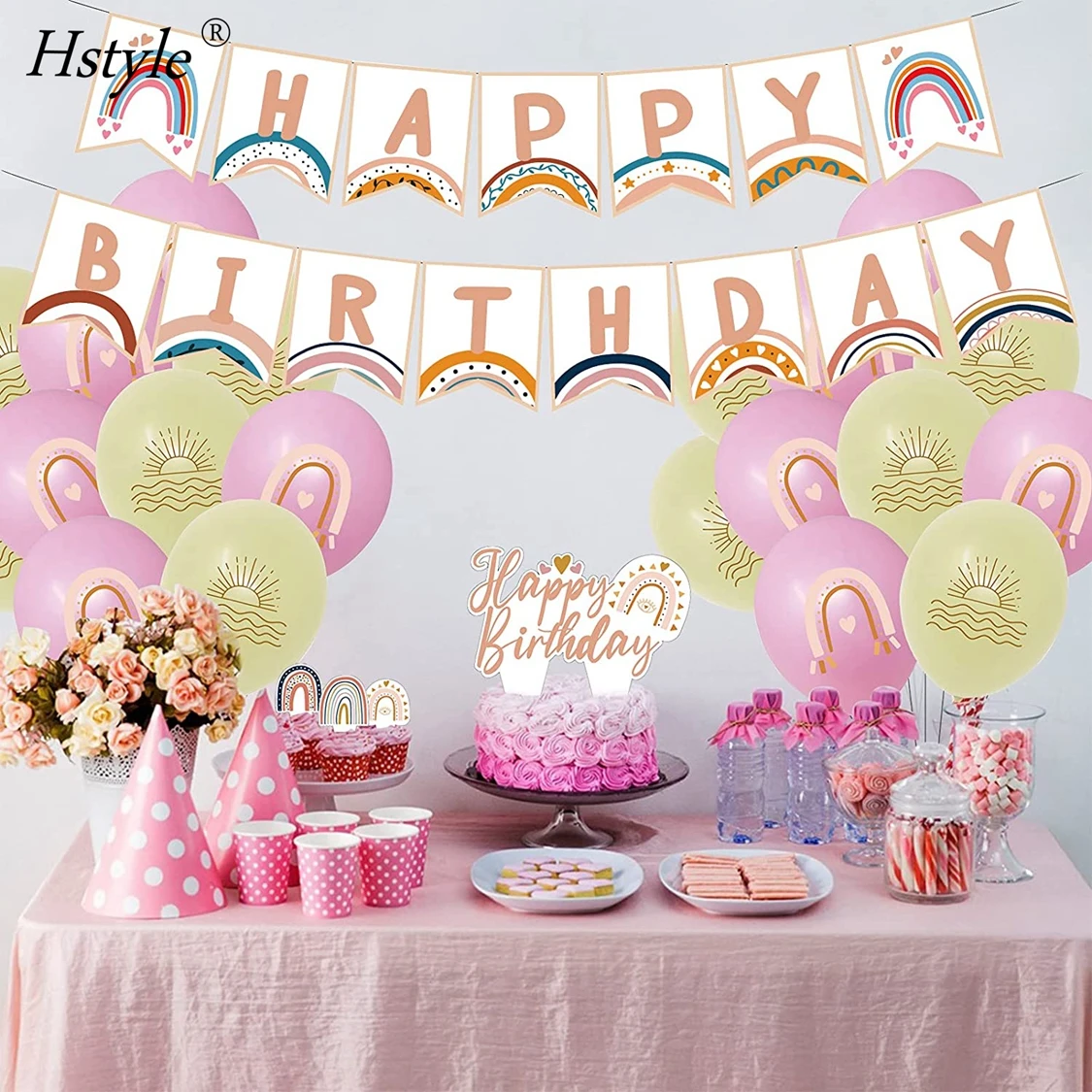 Boho Rainbow Party Decorations Bohemian Rainbow Happy Birthday Banner Cake Toppers Balloon for Baby Shower Birthday Party SET496
Boho Rainbow Party Decorations Bohemian Rainbow Happy Birthday Banner Cake Toppers Balloon for Baby Shower Birthday Party SET496