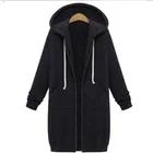 Hoodie Wholesale Brushed Fleece Pure Color Warm Woman Jacket Winter Long Hoodie
