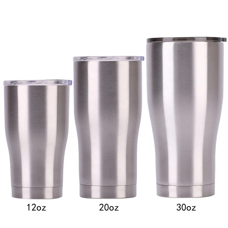 Wholesale 12 OZ 20 OZ 30 OZ Double Wall Water Cup Stainless Steel Modern Curve Tumbler With Plastic Lid, Sliver 
Wholesale 12 OZ 20 OZ 30 OZ Double Wall Water Cup Stainless Steel Modern Curve Tumbler With Plastic Lid, Sliver