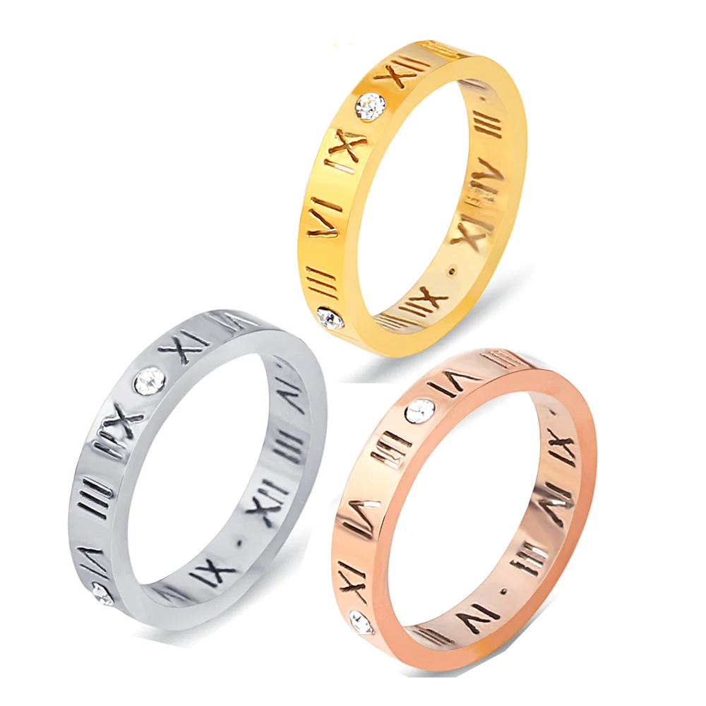 Stainless Steel Jewelry New Trends Roman Number Stainless Steel Ring for women, Silver, gold , rose gold
Stainless Steel Jewelry New Trends Roman Number Stainless Steel Ring for women, Silver, gold , rose gold