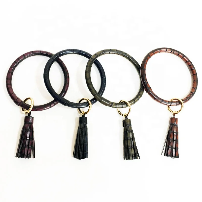 Wrist bracelet round tassel car key holder crocodile pattern leather bangle keychain
Wrist bracelet round tassel car key holder crocodile pattern leather bangle keychain