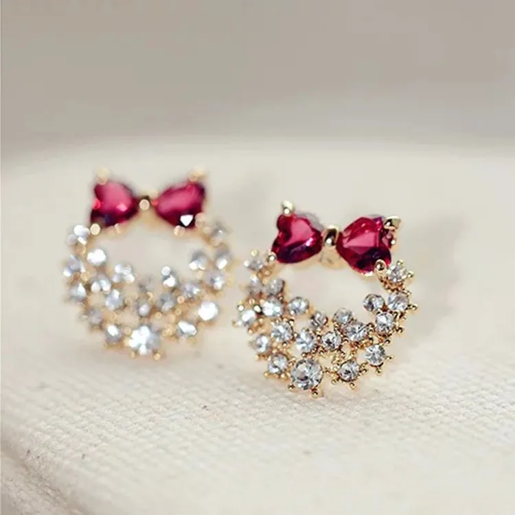 Bowknot Zircon Earring Female Temperament Simple Korean Ultra Flash Red Earrings Fashion Stud Earrings
Bowknot Zircon Earring Female Temperament Simple Korean Ultra Flash Red Earrings Fashion Stud Earrings