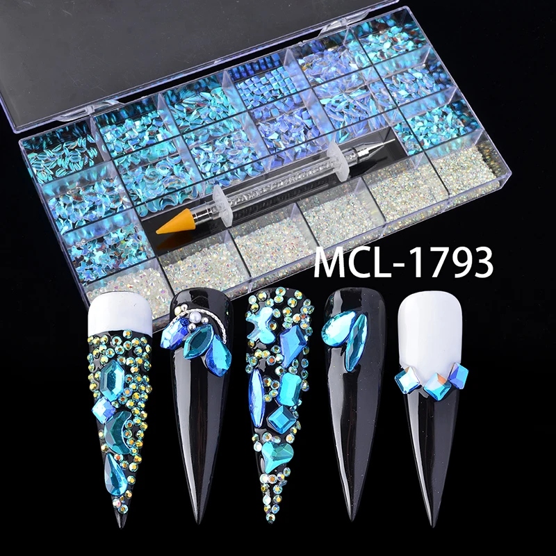Aurora Blue Nail Art Rhinestone Box Crystal Ab Colorful Rainbow Mix Shape Nail Diamond Decoration
Aurora Blue Nail Art Rhinestone Box Crystal Ab Colorful Rainbow Mix Shape Nail Diamond Decoration