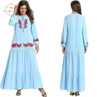 Abaya Printed Flower Jilbab Islamic Clothing Maxi Muslim