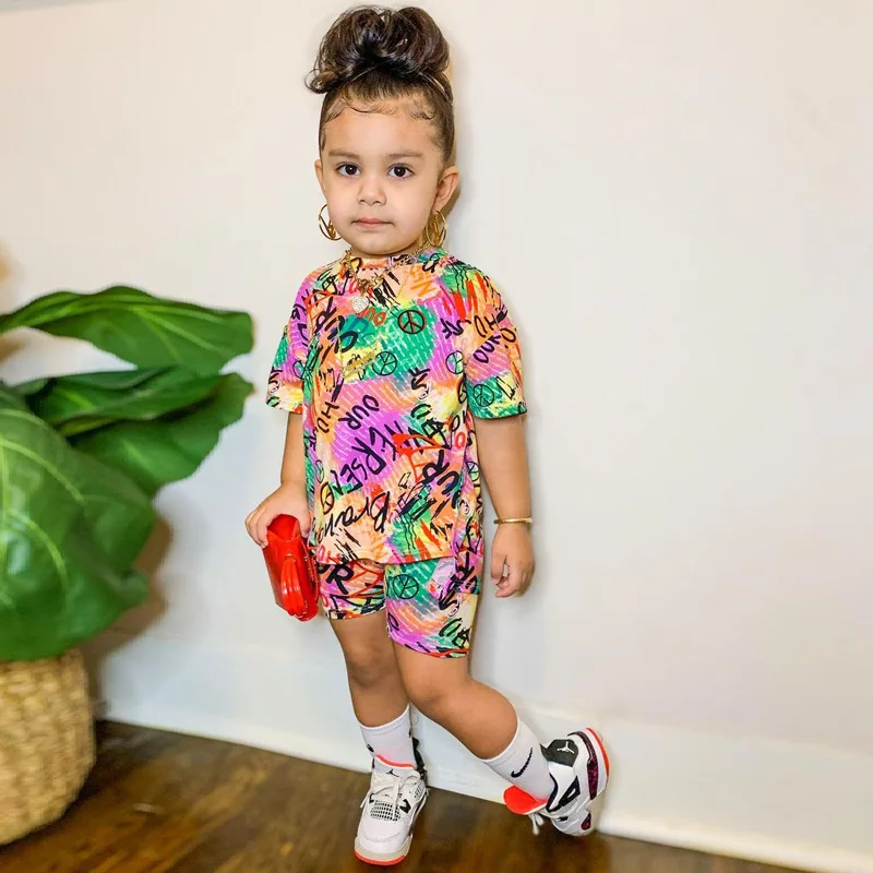 YS 2022 Summer Kids Outfits Two Piece Clothing Printed Little Girls Biker Shorts Sets
YS 2022 Summer Kids Outfits Two Piece Clothing Printed Little Girls Biker Shorts Sets