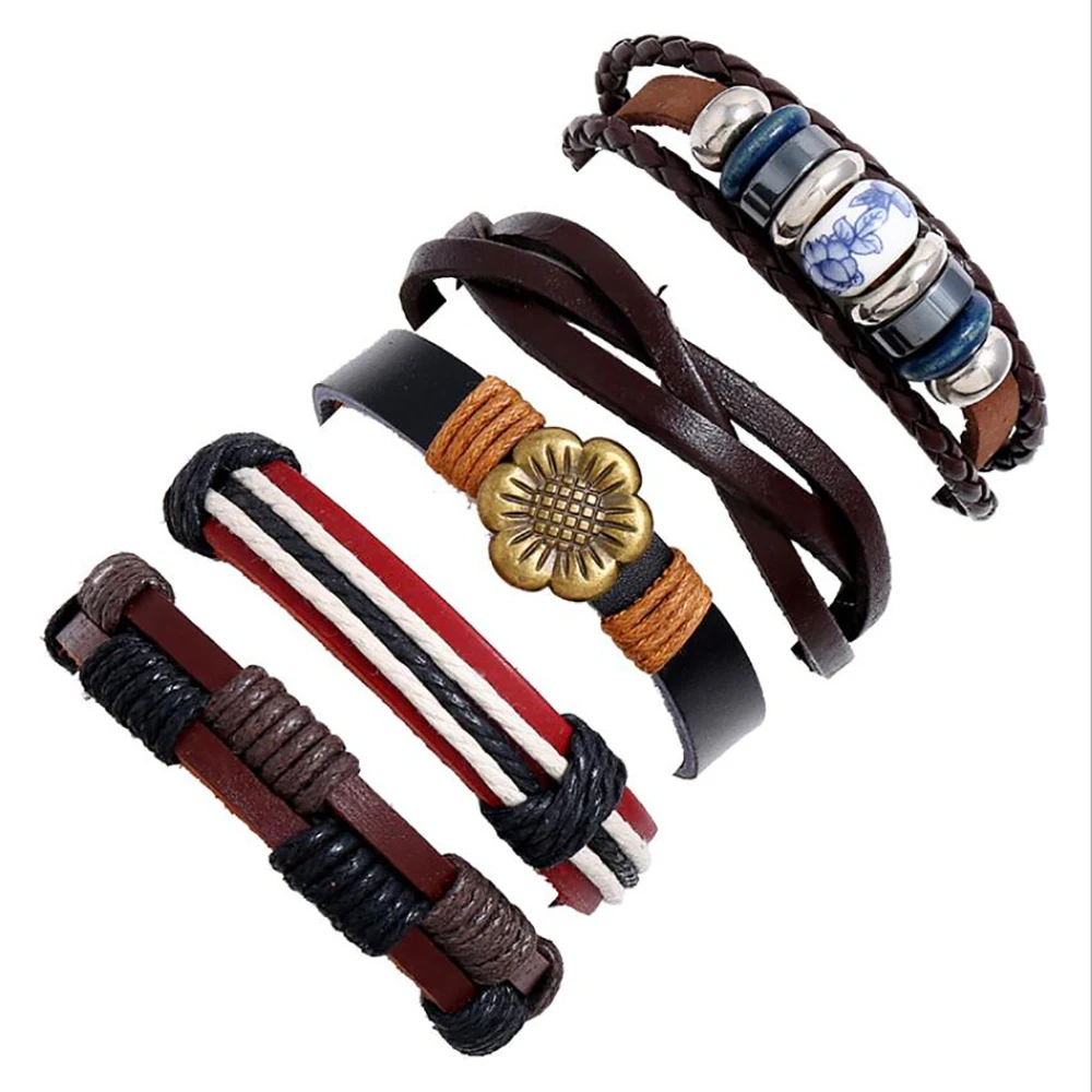 Retro Braided Beaded Bracelet Set Handmade Leather Bracelet Adjustable Diy Casual Bangle Men's Hip Hop Charm Bracelet
Retro Braided Beaded Bracelet Set Handmade Leather Bracelet Adjustable Diy Casual Bangle Men's Hip Hop Charm Bracelet