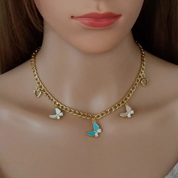 2022 summer 18k gold plated butterfly epoxy chain necklace choker necklace
2022 summer 18k gold plated butterfly epoxy chain necklace choker necklace