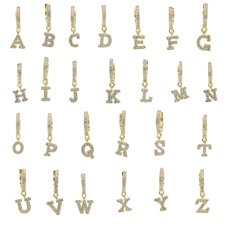 Wholesale 26 English Letters Zircon Ear Piercing Earring Silver Initial Ear Buckle Hoop Earrings for Women Jewelry, Gold
Wholesale 26 English Letters Zircon Ear Piercing Earring Silver Initial Ear Buckle Hoop Earrings for Women Jewelry, Gold