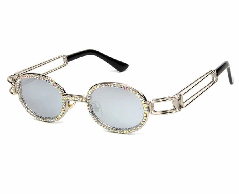 The new small oval European and American street fashion trend retro rhinestone metal frame steampunk sunglasses, Custom colors
The new small oval European and American street fashion trend retro rhinestone metal frame steampunk sunglasses, Custom colors