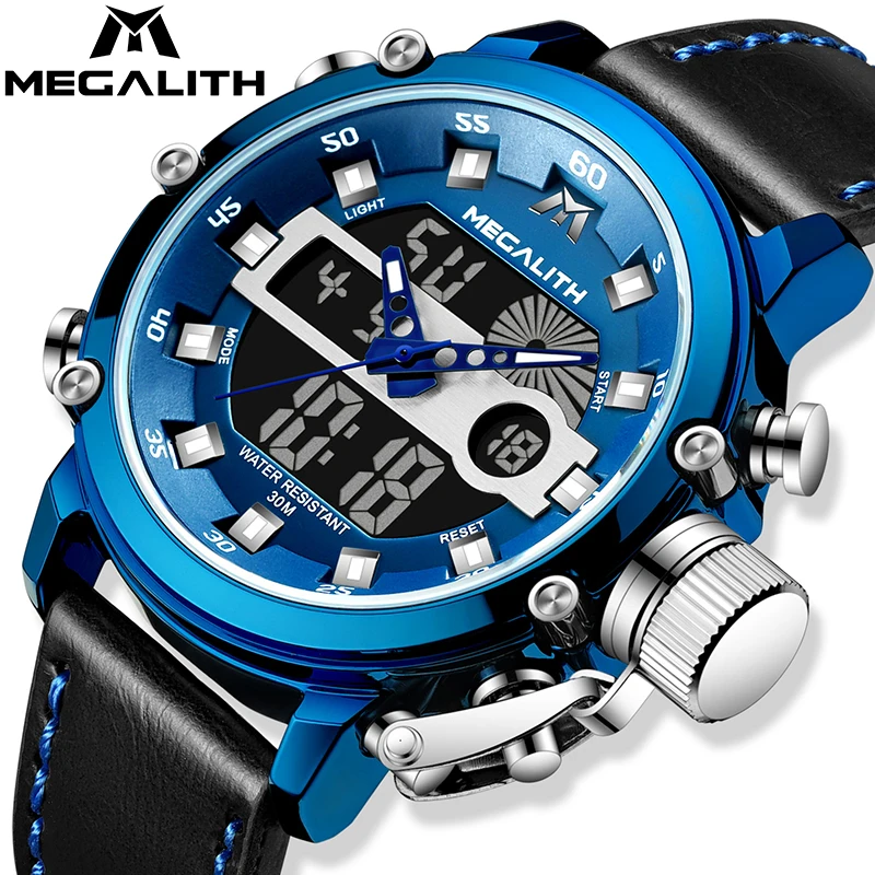 MEGALITH New Arrival LED Double Display Watch Military Digital Wristwatch Calendar Leather Watches
MEGALITH New Arrival LED Double Display Watch Military Digital Wristwatch Calendar Leather Watches