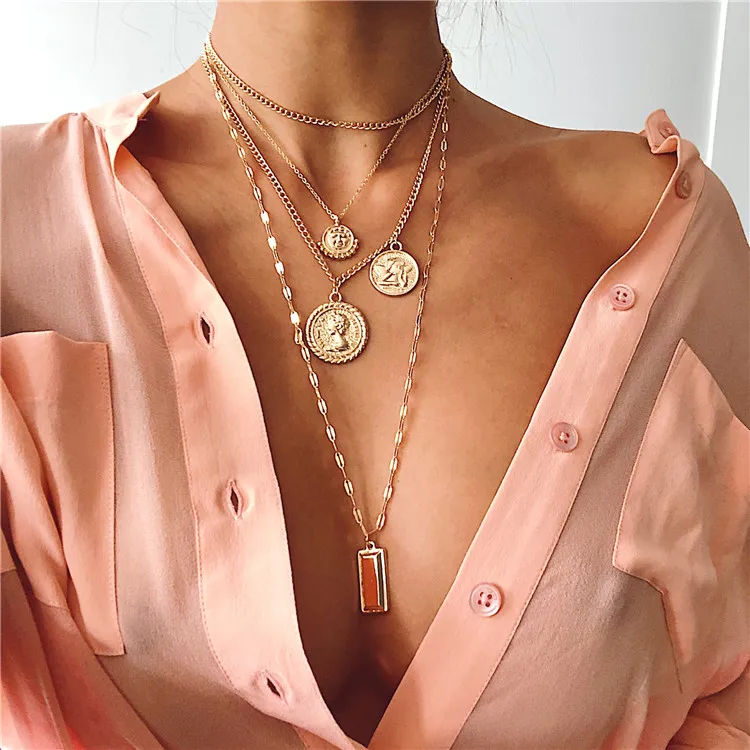 2021 New Fashion All-match Sexy Multilayer Necklace Golden Head Coin Pendant Bohemian Necklace, Silver, gold
2021 New Fashion All-match Sexy Multilayer Necklace Golden Head Coin Pendant Bohemian Necklace, Silver, gold