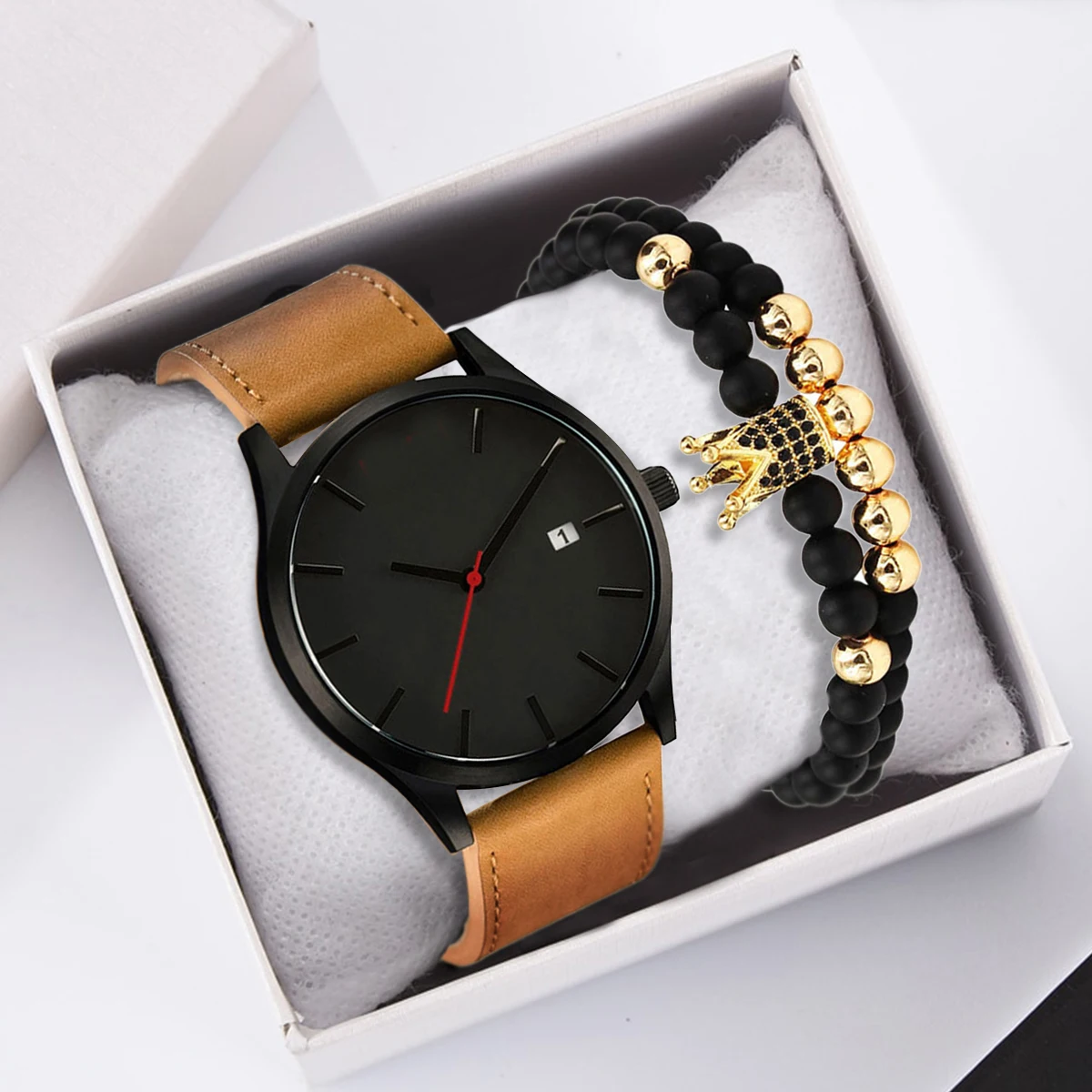 6013 Hot sale 2Pcs Men's Fashion Watch leather Quartz Watch With A Bracelet Set, 2 different colors as picture
6013 Hot sale 2Pcs Men's Fashion Watch leather Quartz Watch With A Bracelet Set, 2 different colors as picture
