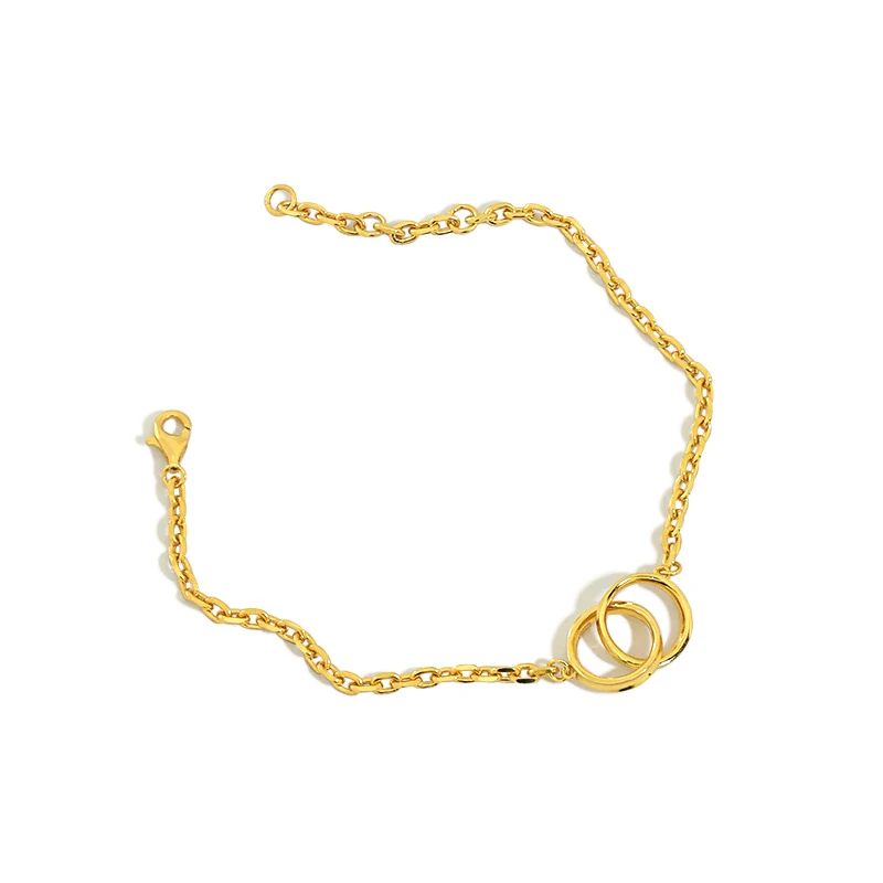 H-B32 925 Sterling Silver Bracelets 18k Gold Plated Bracelets Double Ring Chain Bracelet Jewelry for Women, Platinum/gold
H-B32 925 Sterling Silver Bracelets 18k Gold Plated Bracelets Double Ring Chain Bracelet Jewelry for Women, Platinum/gold