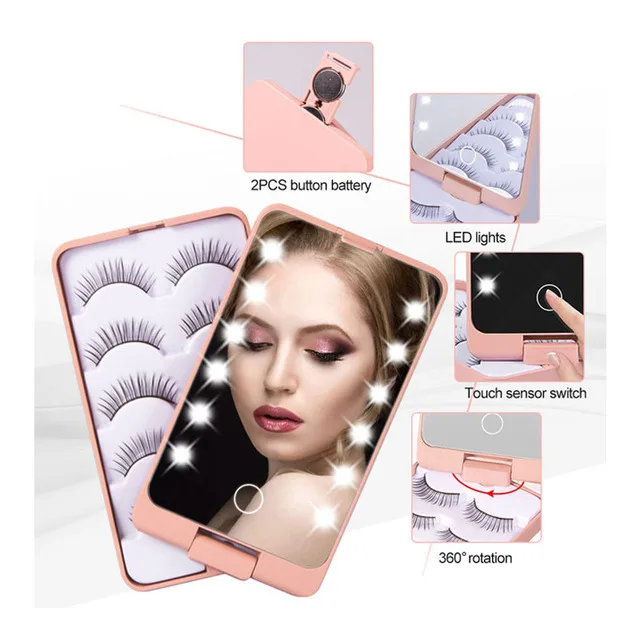 5 Pair Eye Lashes LED Mirror Lash Case LED Light Other Eyelashes Boxes Full Strip Lashes, Natural black
5 Pair Eye Lashes LED Mirror Lash Case LED Light Other Eyelashes Boxes Full Strip Lashes, Natural black