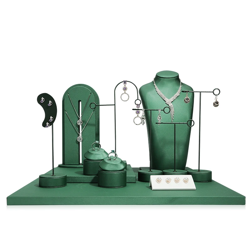 Unique and simple design luxury green T-shaped belt metal bracket jewelry display props set
Unique and simple design luxury green T-shaped belt metal bracket jewelry display props set