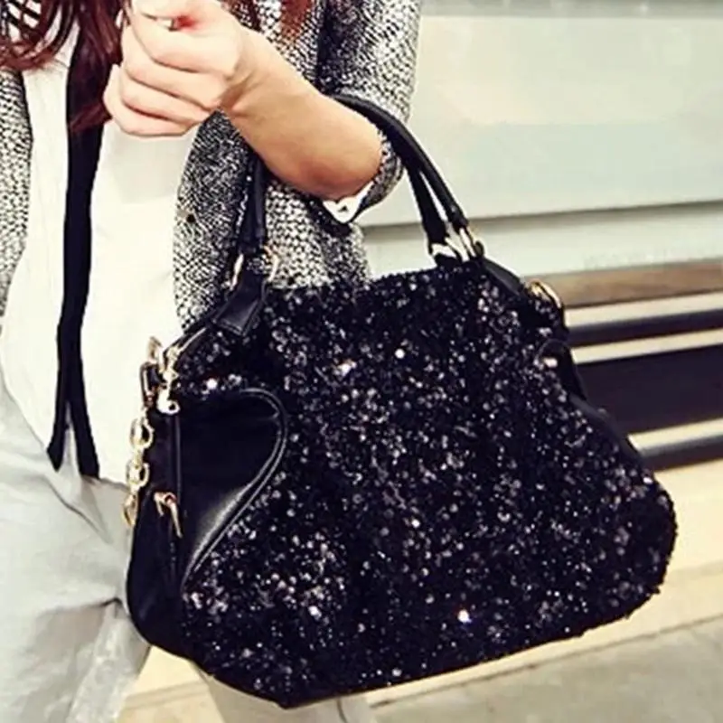 Black Womens Paillette Bling Sequins Handbag Leather Tote Shoulder Bag Messenger Chain
Black Womens Paillette Bling Sequins Handbag Leather Tote Shoulder Bag Messenger Chain