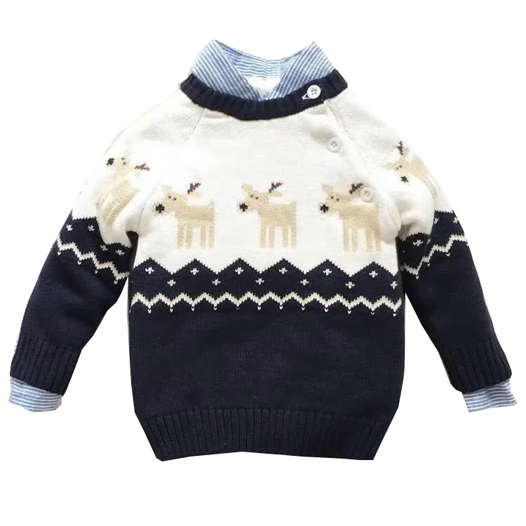 European and American style new children's wear wholesale cotton thread children's sweater Christmas elk
European and American style new children's wear wholesale cotton thread children's sweater Christmas elk