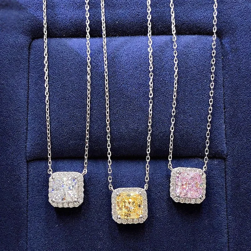 2021 new S925 silver necklace inlaid 5A zircon 7*7 crushed ice cut pendant set female jewelry wholesale, White
2021 new S925 silver necklace inlaid 5A zircon 7*7 crushed ice cut pendant set female jewelry wholesale, White