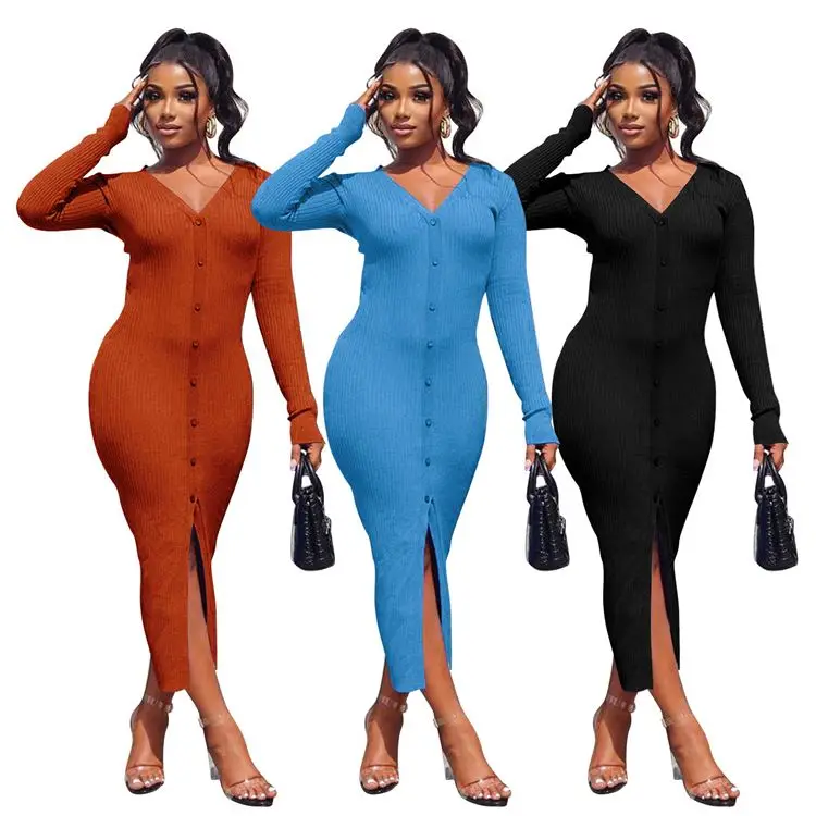 Wholesale Knitted Split Elegant Women Casual Dresses Bodycon Women Long Sleeve Maxi Dress
Wholesale Knitted Split Elegant Women Casual Dresses Bodycon Women Long Sleeve Maxi Dress